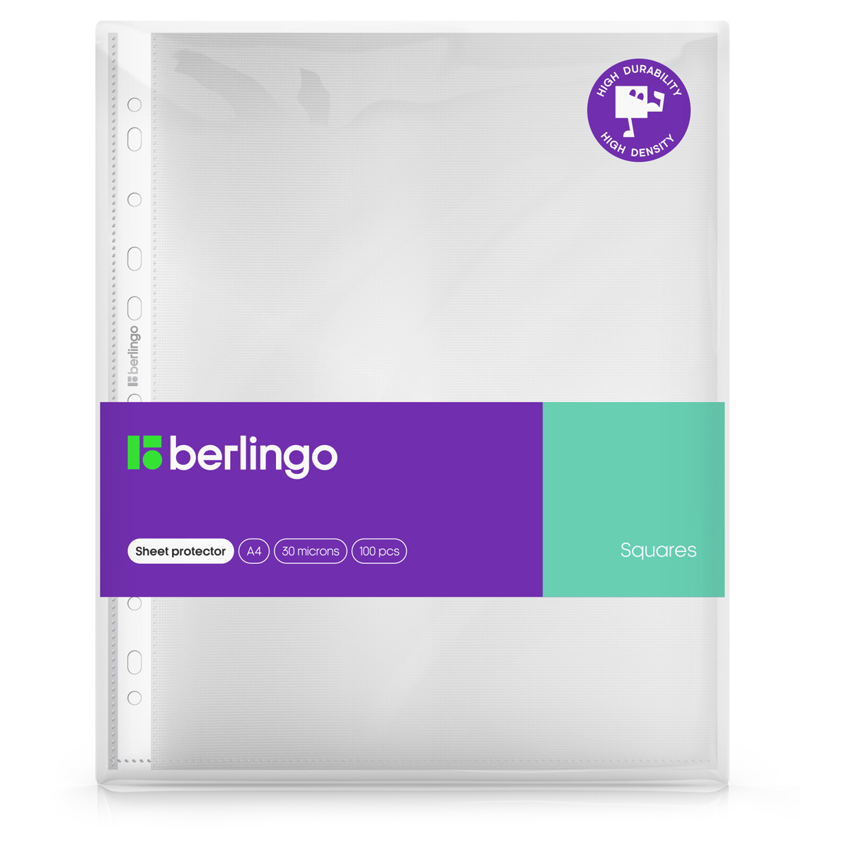 Папка-вкладыш с перф. а4 (мультифора) berlingo "squares" матовая 30мк (100шт.)
