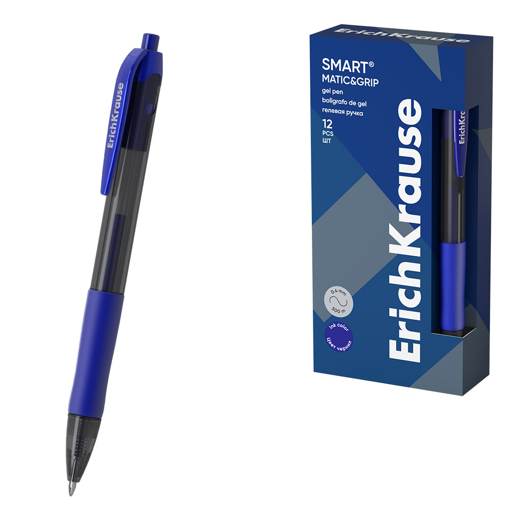 ручка гел.авт. erich krause "smart-gel matic&grip" синяя 0,5мм Ручка гел.авт. erich krause "smart-gel matic&grip" синяя 0,5мм