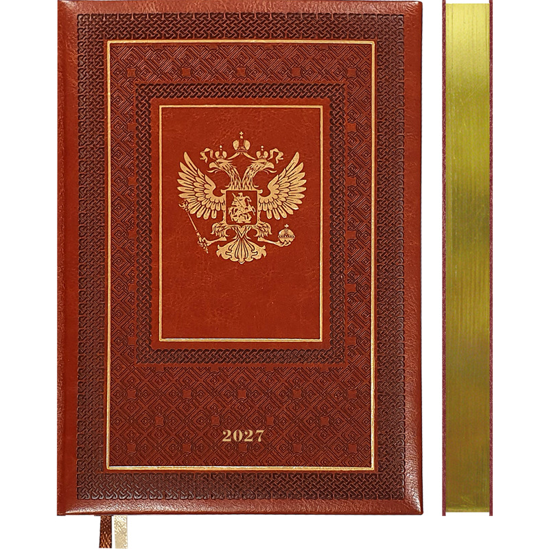Ежедневник 2027 а5 devente "symbol" коричневый с золотым срезом,тонир.блок,кож.зам.
