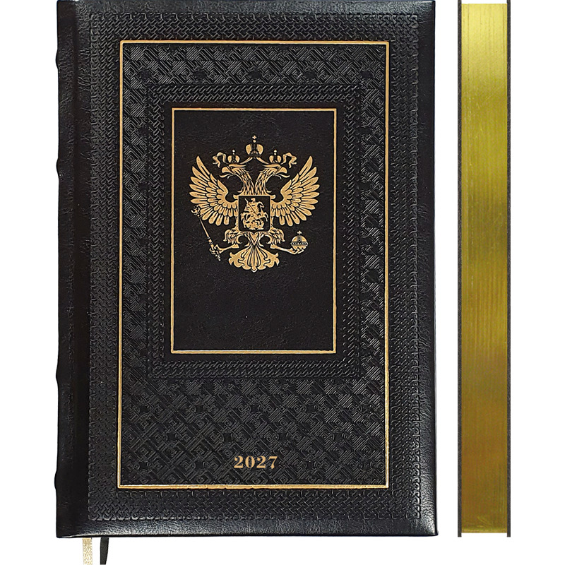 Ежедневник 2027 а5 devente "symbol" чёрный с золотым срезом,тонир.блок,кож.зам.