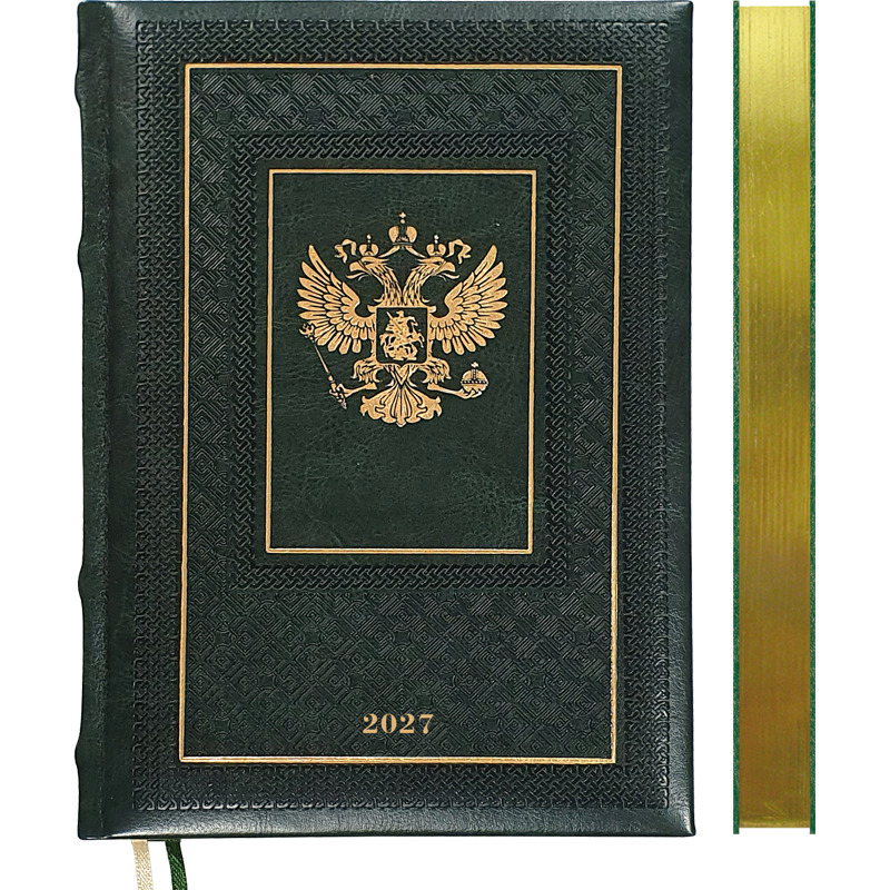 Ежедневник 2027 а5 devente "symbol" зелёный с золотым срезом,тонир.блок,кож.зам.