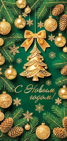 Конверт для денег "с новым годом!" фольга