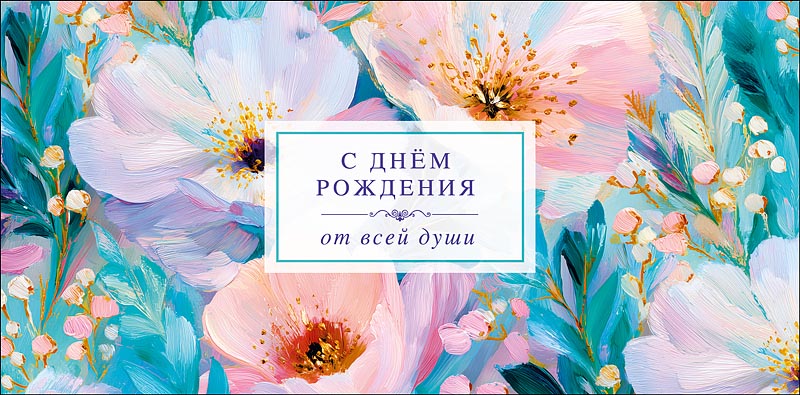 Конверт для денег "с днём рождения от всей души" блёстки текст
