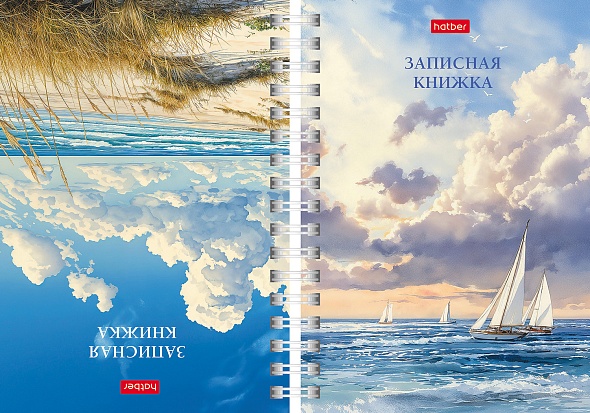 Книжка записная а6 тв.обл. гребень 80л. кл. "светлые горизонты" (hatber) глянц.лам.,перевёртыш