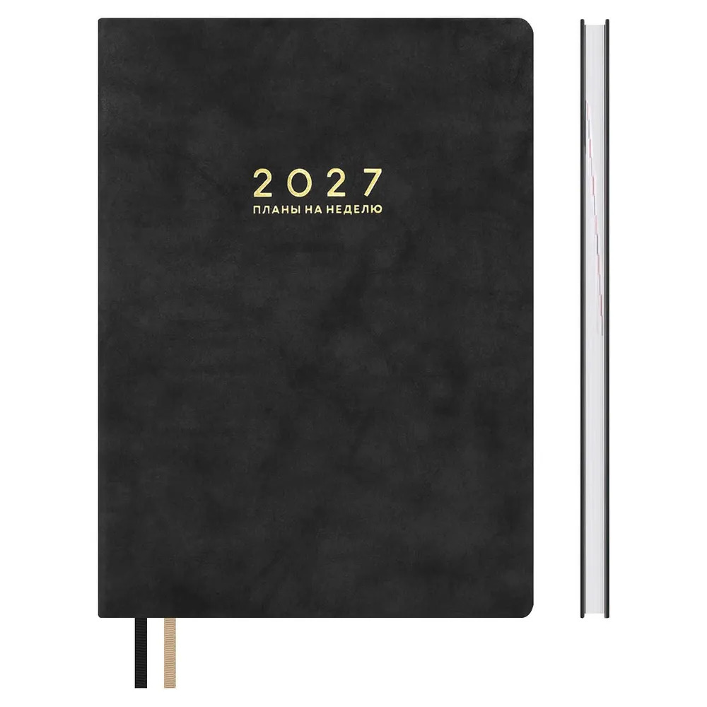 Еженедельник 2027 а4 escalada "тиволи глосс" чёрный клетка кож.зам.