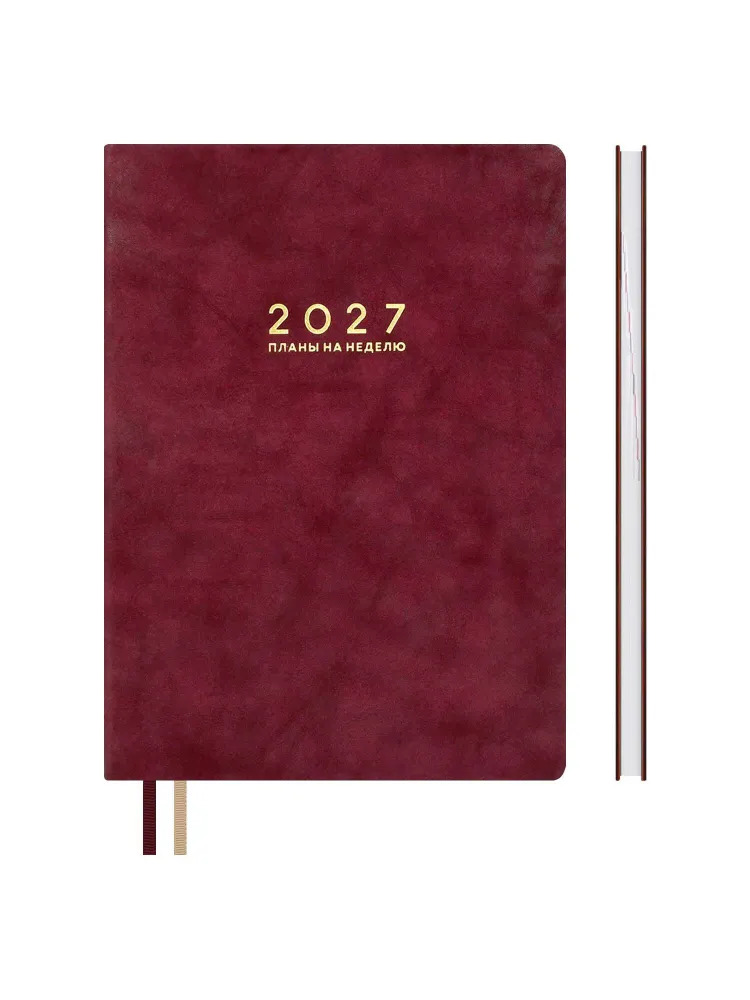 Еженедельник 2027 а4 escalada "тиволи глосс" бордовый клетка кож.зам.