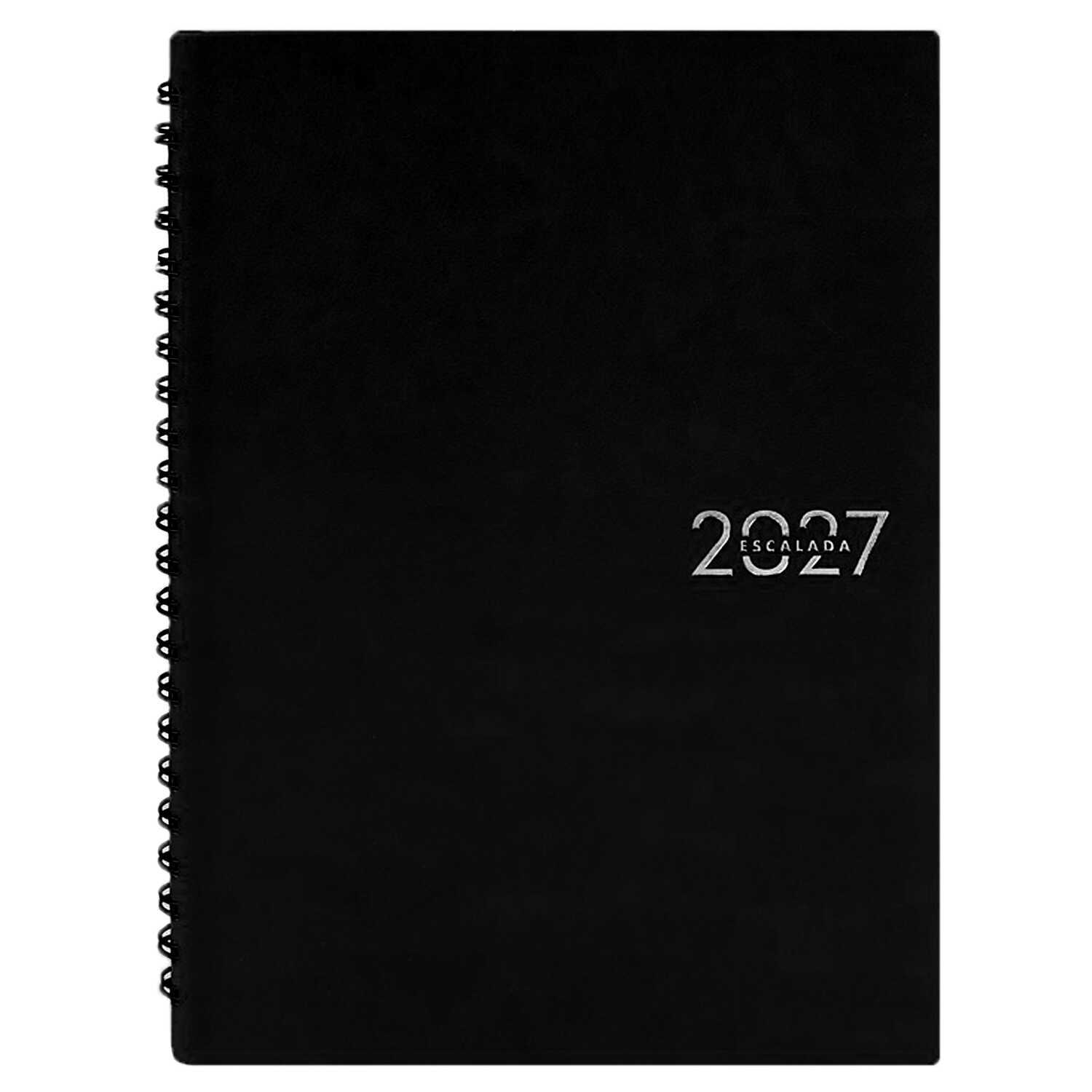 Еженедельник 2027 а5 escalada "гоутскин" чёрный тонир.блок,спираль,клетка,кож.зам.