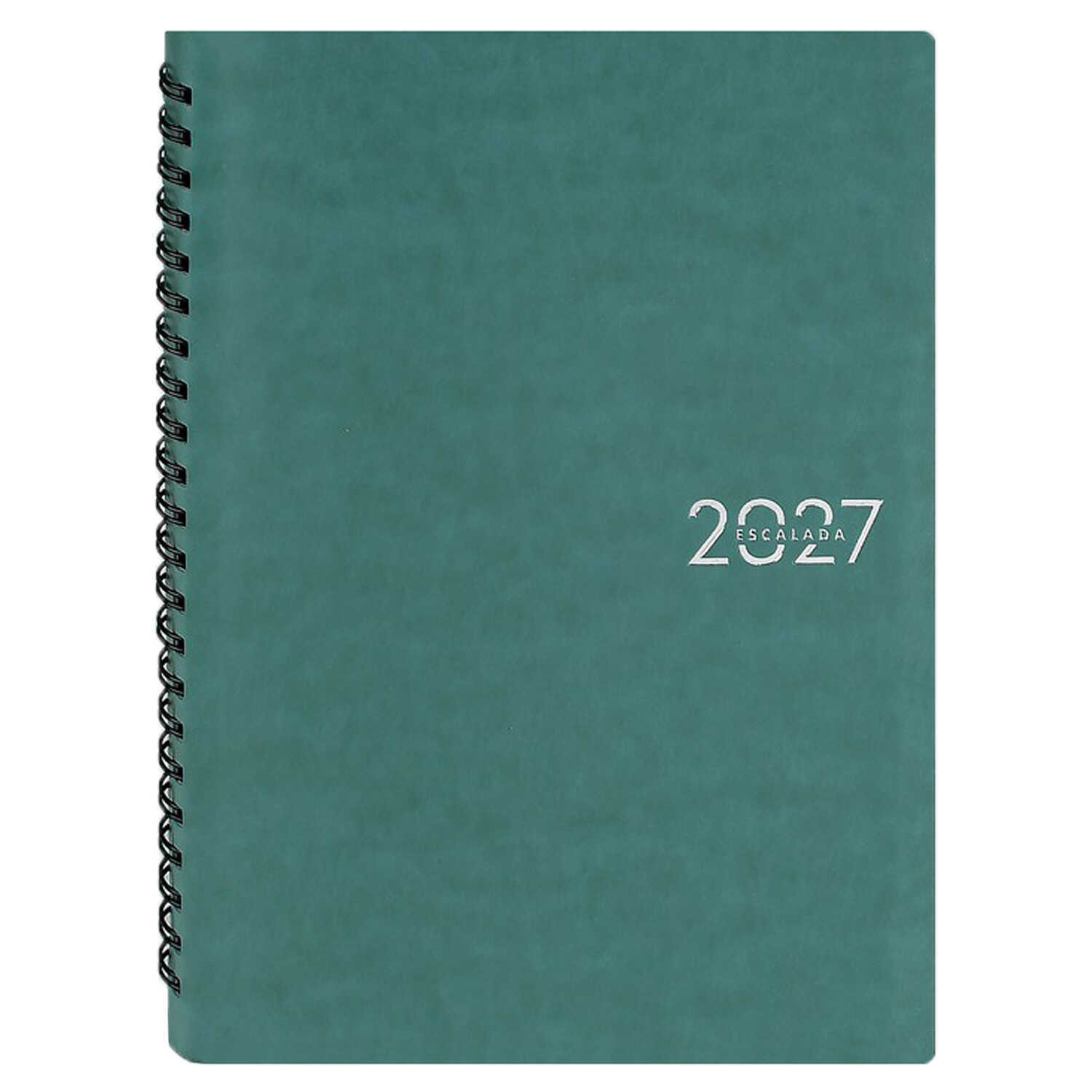 Еженедельник 2027 а5 escalada "гоутскин" оливковый тонир.блок,спираль,клетка,кож.зам.