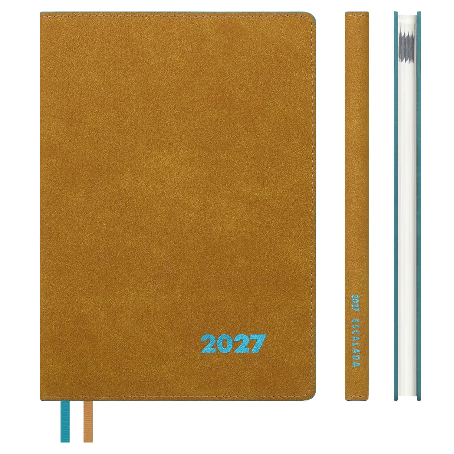 Еженедельник 2027 а5+ escalada "нубук" горчично-жёлтый тонир.блок,кож.зам.