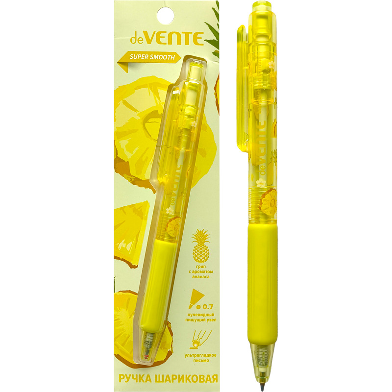 Ручка шар. авт. devente "aroma fruit" синяя 0,7мм аромат ананаса