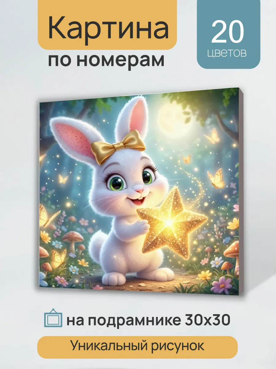 Набор д/творч. картина по номерам 30х30см "звёздный друг зайчика"