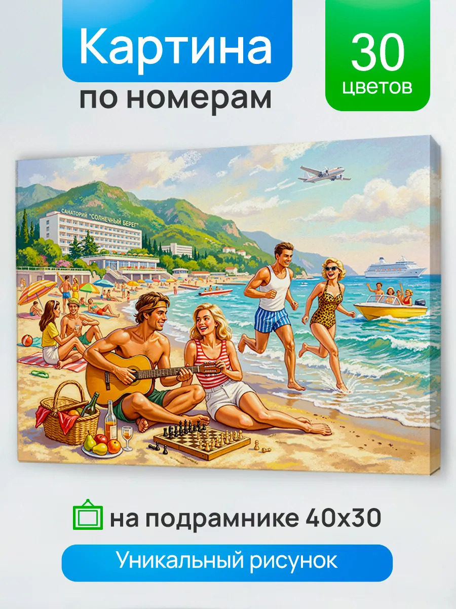 Набор д/творч. картина по номерам 30х40см "лето в ритме гитары"