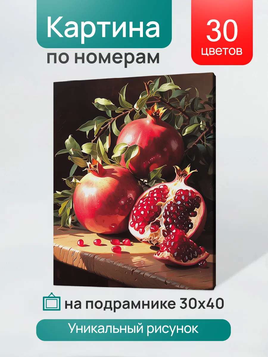 Набор д/творч. картина по номерам 30x40см "натюрморт с гранатами"