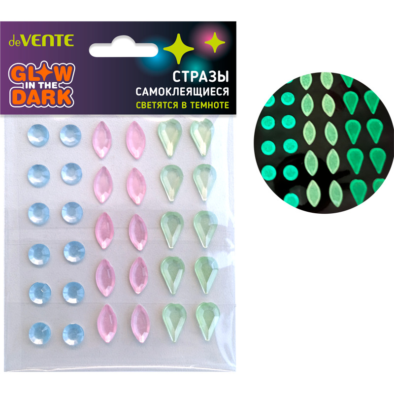 Наклейки стразы акриловые devente "diy glow in the dark"